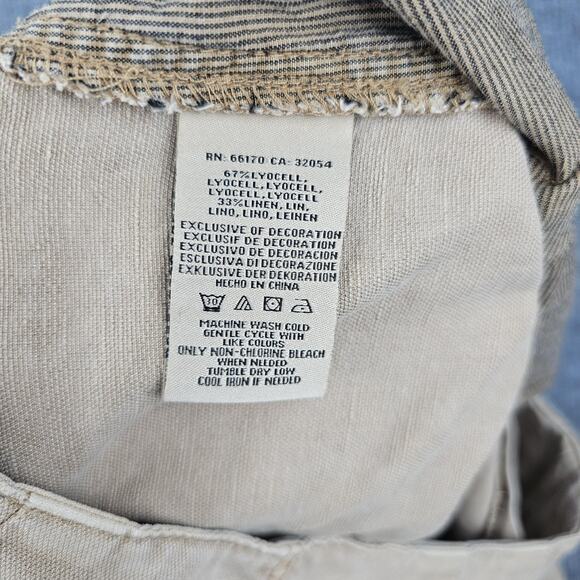 Marrakech Pants Womens 30 Beige Linen Lagenlook Boho Festival Minimal Granola - Picture 7 of 8